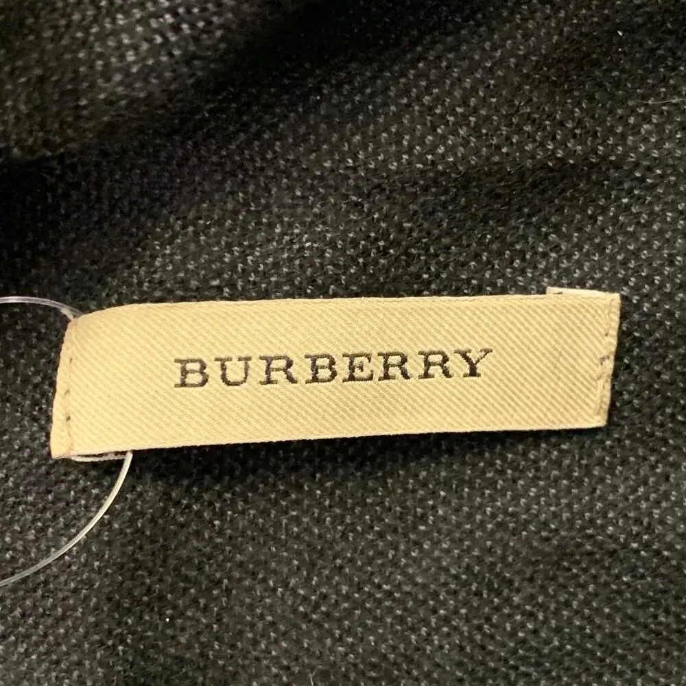 BURBERRY Grey Black Checkered Merino Wool Cashmere Snood Scarf